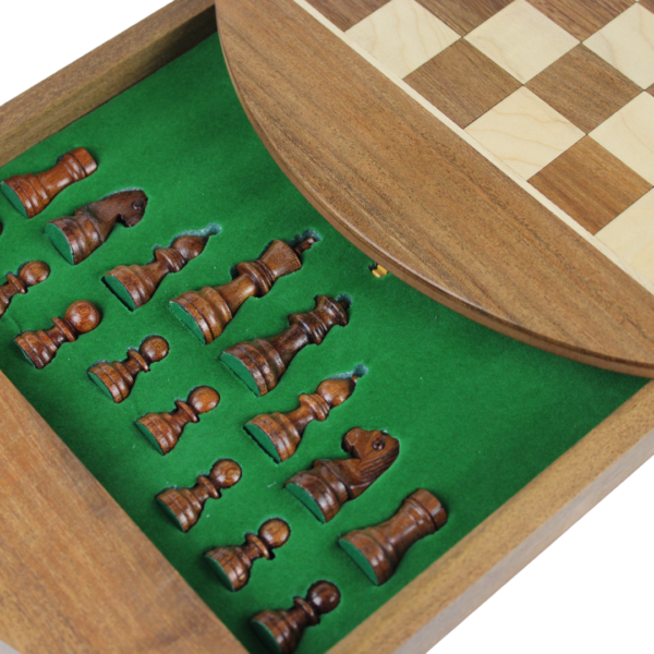 Solid Wood Sheesham Round Chess Set 14 Inch - Image 3