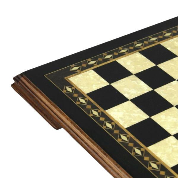 Helena Elevated Mother of Pearl Ebony Chess Board 20 Inch - Image 3