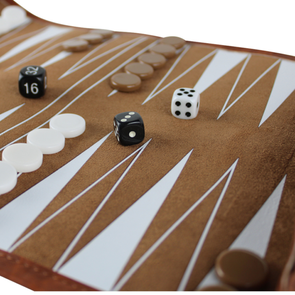 Brown Travel Roll Up Backgammon Set 13 Inch - Image 4