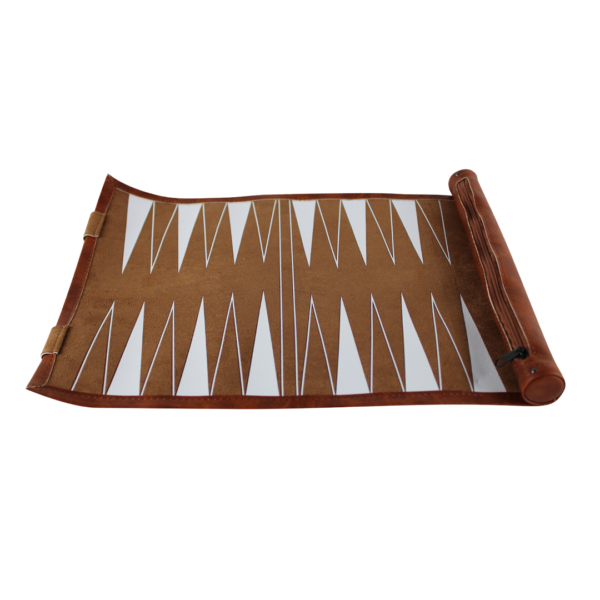 Brown Travel Roll Up Backgammon Set 13 Inch - Image 2