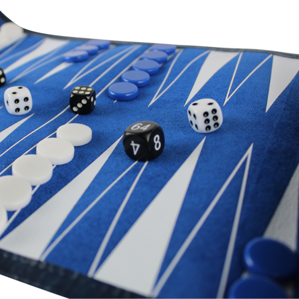 Blue Travel Roll Up Backgammon Set 13 Inch - Image 3