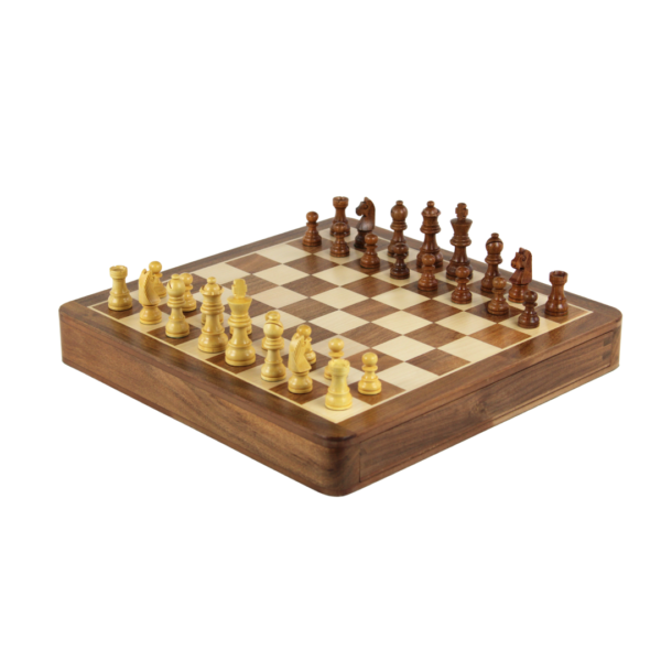 Solid Wood Sheesham Square Chess Set 14 Inch