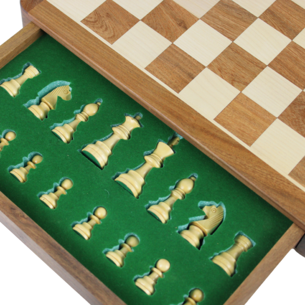 Solid Wood Sheesham Square Chess Set 14 Inch - Image 3
