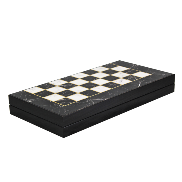 Wooden Black Marble Design Backgammon Set 19 Inch