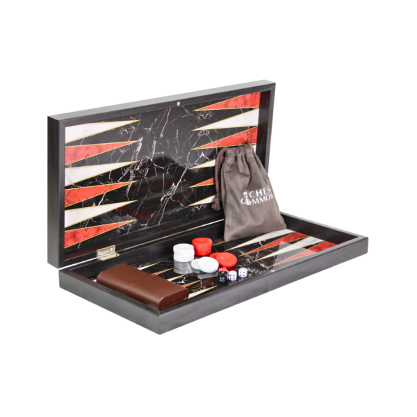 Wooden Black Marble Design Backgammon Set 19 Inch - Image 2