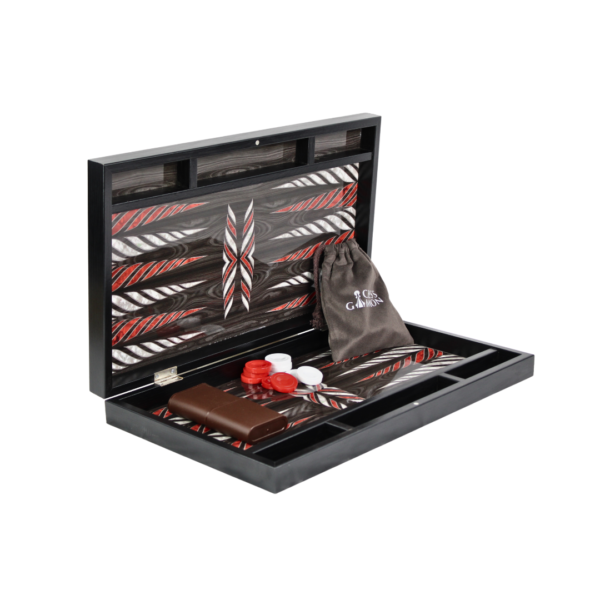 Wooden Trendy Black Design Backgammon Set 23 Inch - Image 2