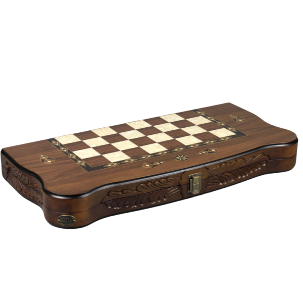 Helena Carved Walnut Backgammon Set 20 Inch