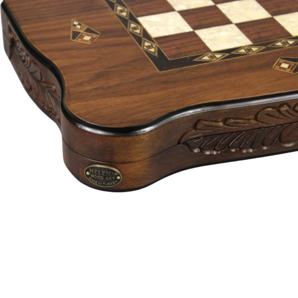 Helena Carved Walnut Backgammon Set 20 Inch - Image 4