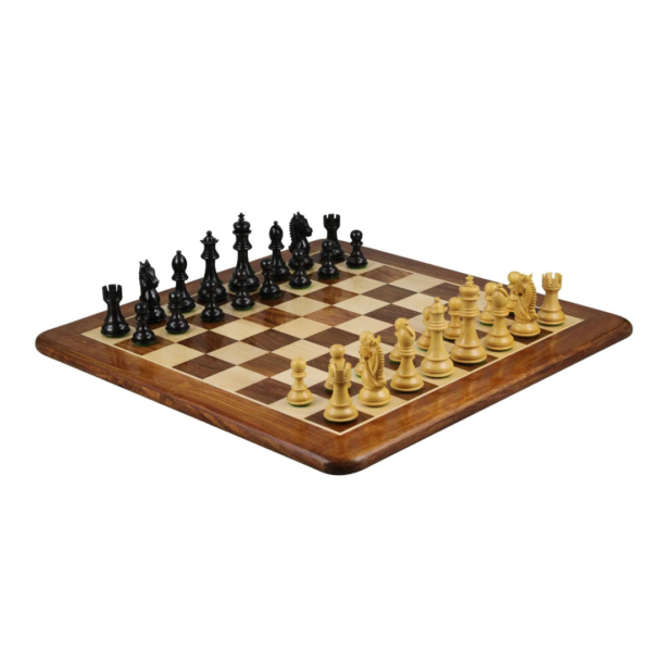 Sheesham Chess Set Sheesham Flat Chess Board 20 Inch With Ebonised King Bridal Staunton Chess Pieces 3.75 Inch - Image 2