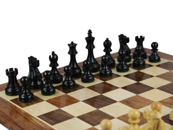 Sheesham Chess Set With Sheesham Flat Chess Board 20 Inch and Ebonised Reykjavik Chess Pieces 3.75 Inch - Image 4