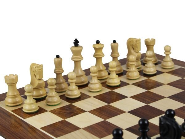 Sheesham Chess Set With Sheesham Flat Chess Board 20 Inch and Ebonised Zagreb Chess Pieces 3.75 Inch - Image 3