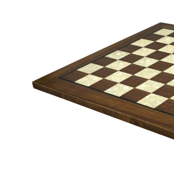 Helena Flat Mother of Pearl Walnut Chess Board 20 Inch - Image 3