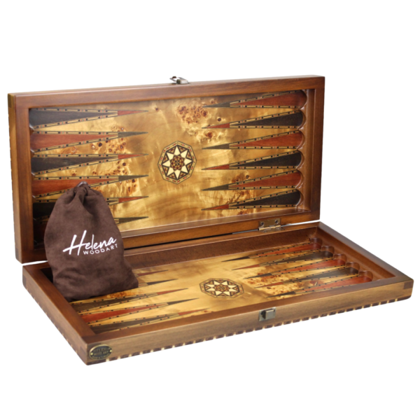 Helena Rural Bird Eye Maple Backgammon Set 20 Inch - Image 2