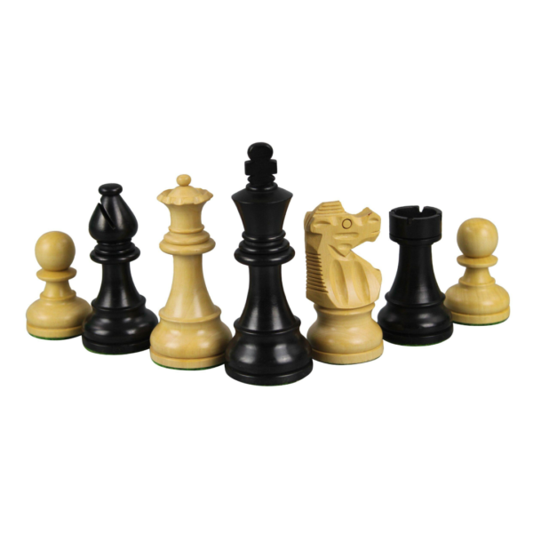 Mahogany Chess Set 16 Inch with Weighted Ebonised French Knight Chess Pieces 3 Inch - Image 5