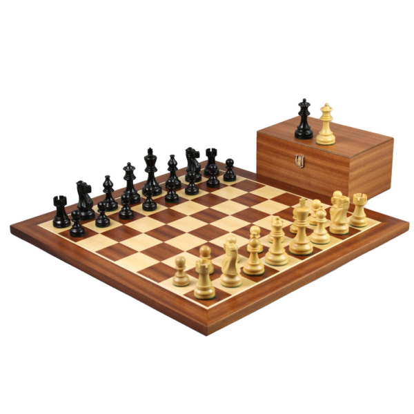 Mahogany Chess Set 20 Inch with Weighted Ebonised Classic Staunton Chess Pieces 3.75 Inch