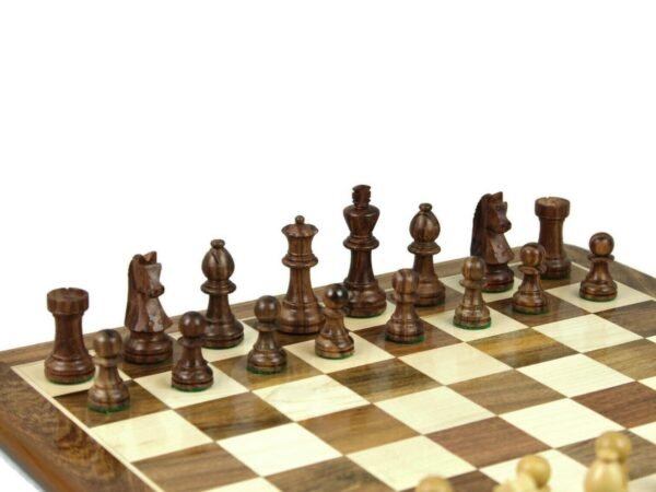 Sheesham Chess Set With Flat Sheesham Board 16 Inch and German Staunton Chess Pieces 3 Inch - Image 3