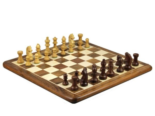 Sheesham Chess Set With Flat Sheesham Board 16 Inch and German Staunton Chess Pieces 3 Inch - Image 2