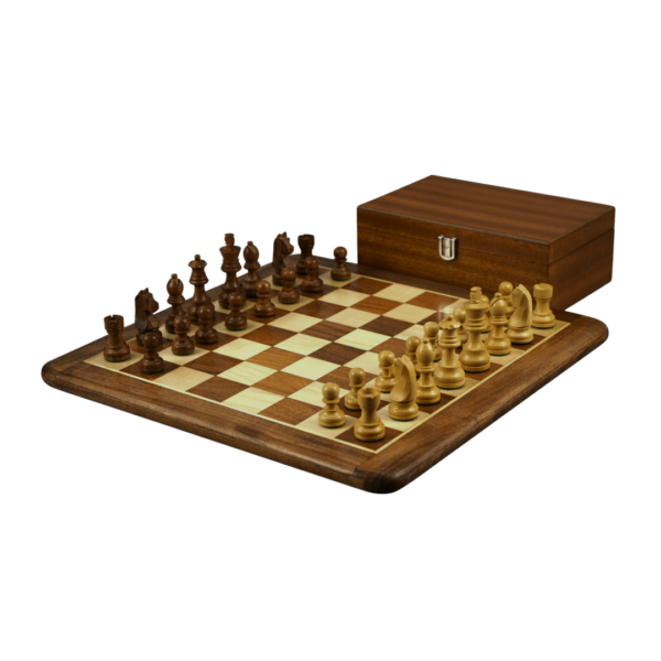 Sheesham Chess Set With Flat Sheesham Board 16 Inch and German Staunton Chess Pieces 3 Inch