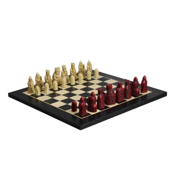 Isle of Lewis Chess Set With II Ivory & Red Resin Chess Pieces 3.5 Inch and Charcoal Black Chess Board 20 Inch - Image 2