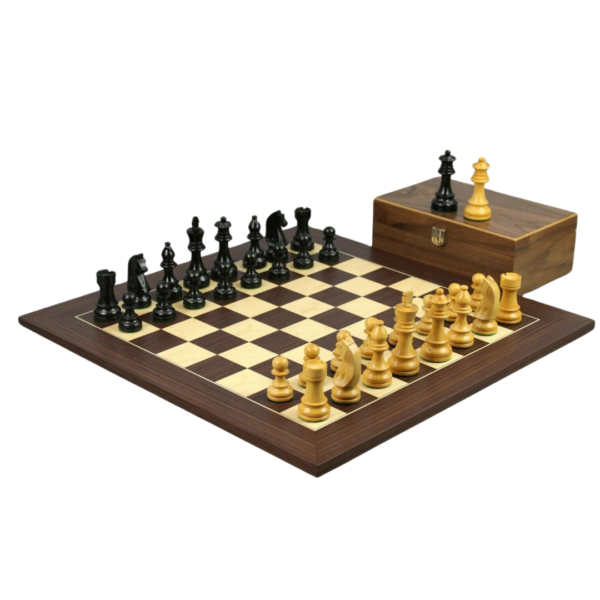 Macassar Chess Set 20 Inch with Weighted Ebonised German Staunton Chess Pieces 3.75 Inch