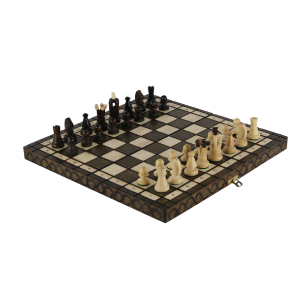 Art Deco Brown Foldable Chess Set 14 Inch