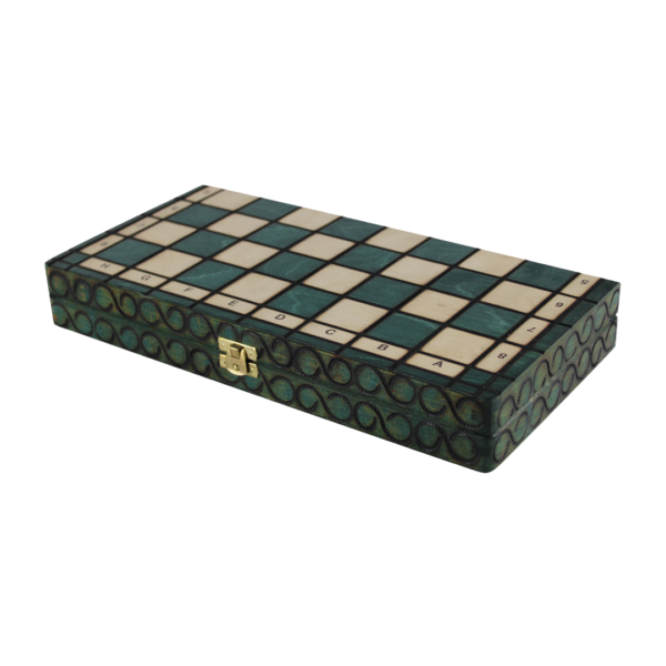 Art Deco Green Foldable Chess Set 14 Inch - Image 3