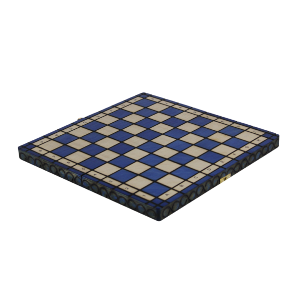 Art Deco Blue Foldable Chess Set 14 Inch - Image 2