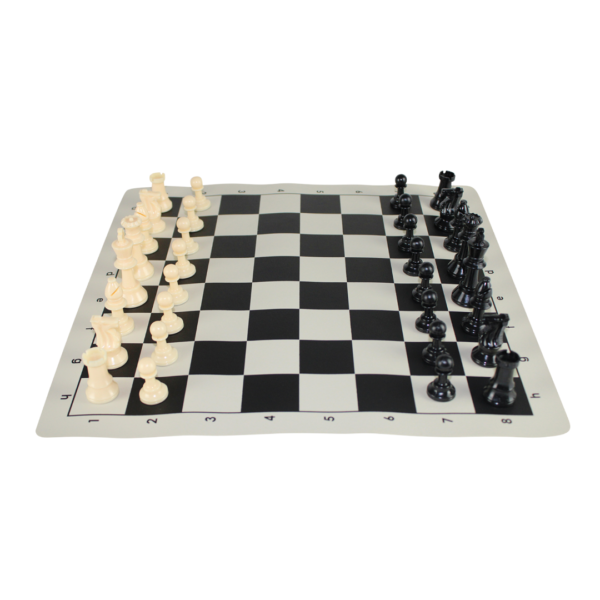 Black Club Roll Up Chess Set 20 Inch (Double Queen)