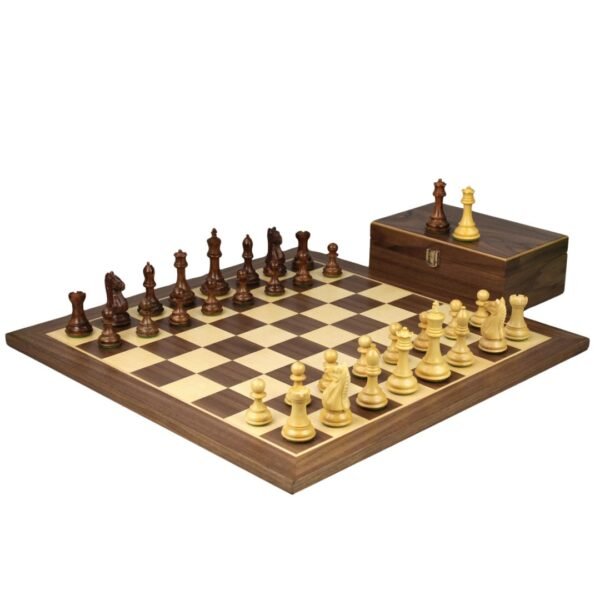 Walnut Chess Set 20 Inch with Weighted Sheesham Staunton Fierce Knight (Queens Gambit) Pieces 3.75 Inch