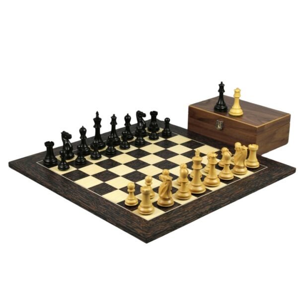 Tiger Ebony Chess Set 20 Inch with Weighted Ebonised Morphy Professional Staunton Chess Pieces 3.75 Inch