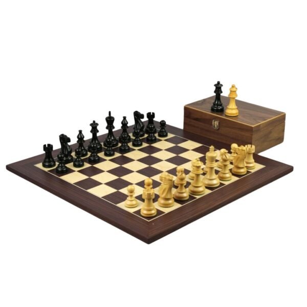 Macassar Chess Set 20 Inch with Weighted Ebonised Classic Staunton Chess Pieces 3.75 Inch