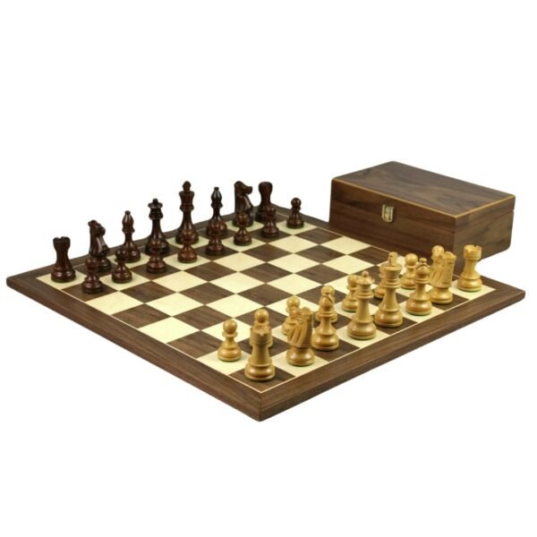 Walnut Chess Set 20 Inch with Weighted Sheesham Staunton French Knight Chess Pieces 3.75 Inch