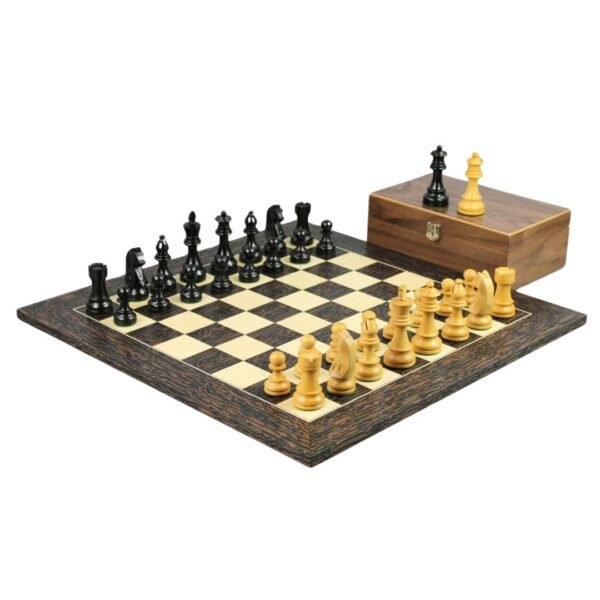 Tiger Ebony Chess Set 20 Inch with Weighted Ebonised German Staunton Chess Pieces 3.75 Inch