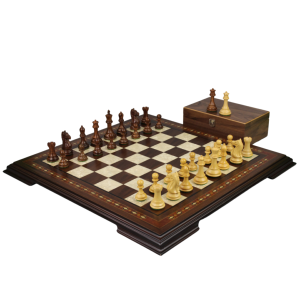 Walnut Chess Set 20 Inch with Helena Chess Board and Weighted Sheesham Fierce Knight(Queens Gambit) Staunton Chess Pieces 3.75 Inch