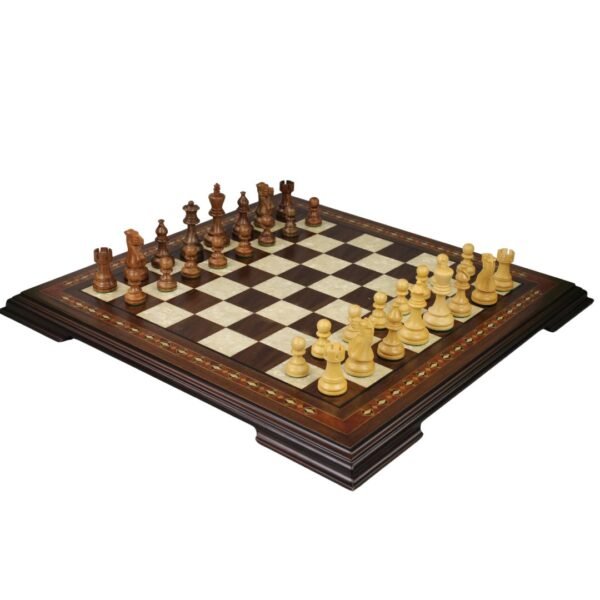 Walnut Chess Set 17 Inch with Helena Chess Board and Weighted Sheesham Atlantic Classic Staunton Chess Pieces 3 Inch - Image 2