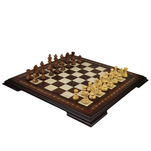 Walnut Chess Set 17 Inch with Helena Chess Board and Weighted Sheesham German Staunton Chess Pieces 3 Inch - Image 2