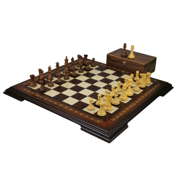 Walnut Chess Set 20 Inch with Helena Chess Board and Weighted Sheesham Morphy Professional Staunton Chess Pieces 3.75 Inch