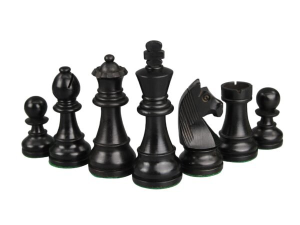 Ebony Chess Set 16 Inch With Flat Chess Board and Weighted Ebonised German Staunton Chess Pieces 3 Inch - Image 5