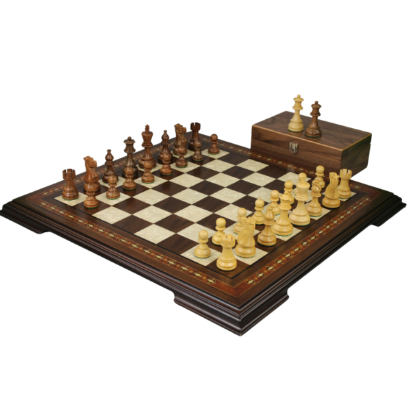 Walnut Chess Set Walnut 20 Inch with Helena Chess Board and Weighted Sheesham Atlantic Classic Staunton Chess Pieces 3.75 Inch