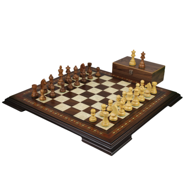 Walnut Chess Set 20 Inch with Helena Chess Board and Weighted Sheesham German Staunton Chess Pieces 3.75 Inch