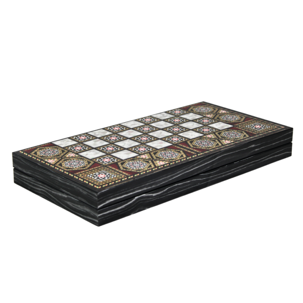 Wooden Mother of Pearl Design Chess & Backgammon Set 20 Inch - Image 5