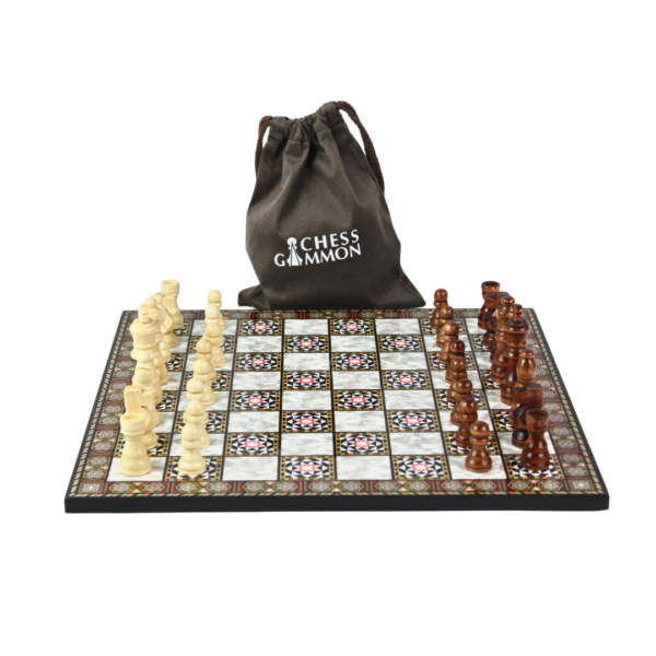 Mother Of Pearl Design Chess Set 14 Inch