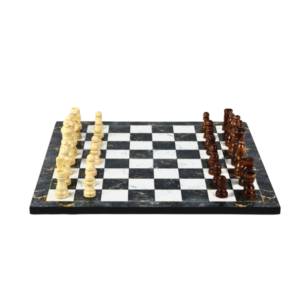 Gray Marble Design Chess Set 14 Inch With Storage Box - Image 2