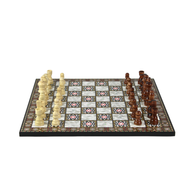 Mother Of Pearl Design Chess Set 14 Inch With Storage Box - Image 2