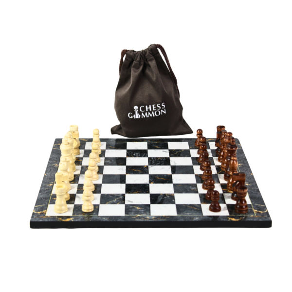 Gray Marble Design Chess Set 14 Inch