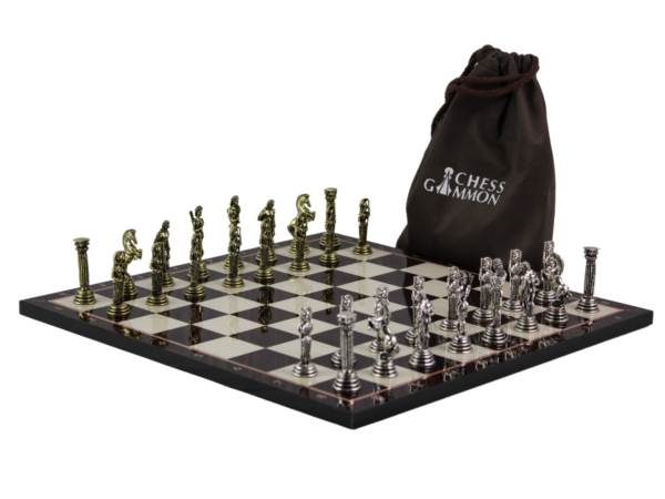 Walnut Personalised Metal Chess Set with Drawstring Bag 14 Inch