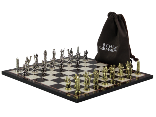 Walnut Personalised Metal Chess Set with Drawstring Bag 14 Inch - Image 5