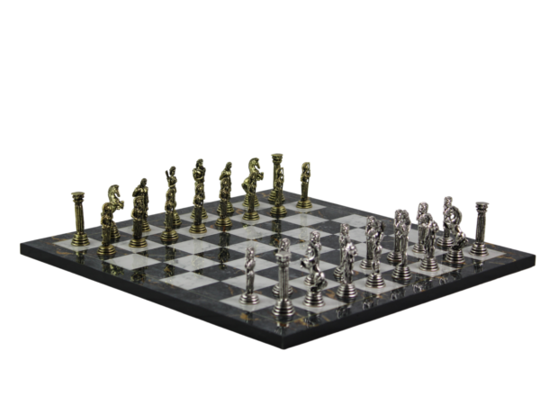 Grey Marble Personalised Metal Chess Set with Drawstring Bag 14 Inch - Image 2