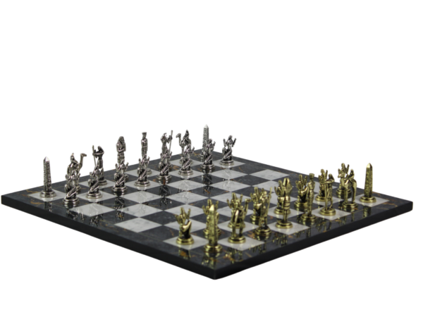 Grey Marble Personalised Metal Chess Set with Drawstring Bag 14 Inch - Image 4