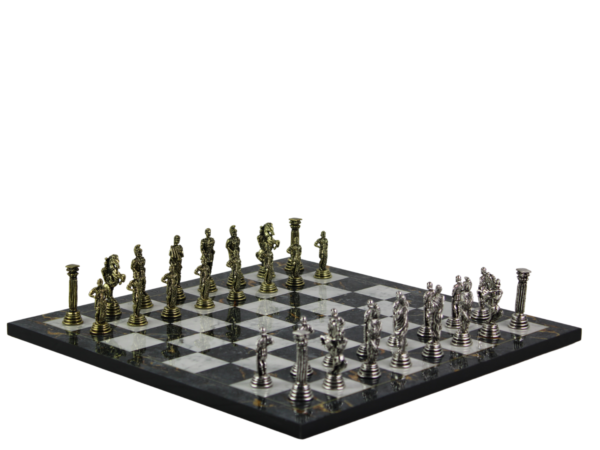 Grey Marble Personalised Metal Chess Set with Drawstring Bag 14 Inch - Image 6